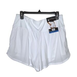 Spyder Active Women's White‎ Athletic Running Shorts with Compression Size L NEW